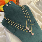 Elegant Baby Pink AD Stone Pendant 3 Layer Chain-G14625